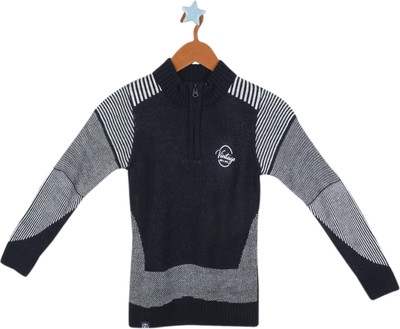 MONTE CARLO Self Design Collared Neck Casual Boys Blue Sweater