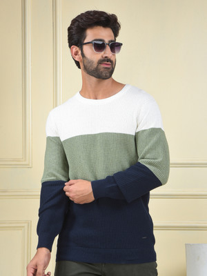 CRIMSOUNE CLUB Colorblock Round Neck Casual Men Multicolor Sweater