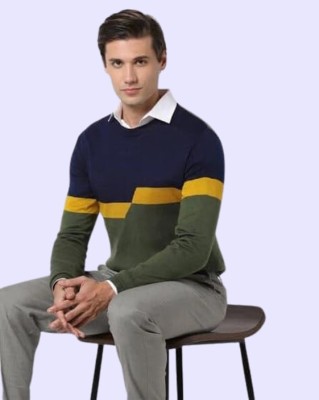 ZAKOD Solid Round Neck Casual Men Dark Blue Sweater