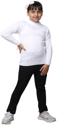KAVYA Solid Round Neck Casual Girls Multicolor Sweater