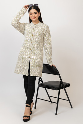 Aphrodite Polka Print Mandarin Neck Casual Women Green Sweater