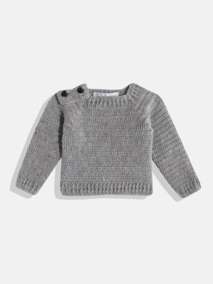 CHUTPUT Self Design Round Neck Casual Baby Boys & Baby Girls Grey Sweater