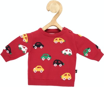 Allen Solly Printed Round Neck Casual Baby Boys Red Sweater