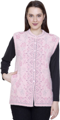 HITTIKA Self Design Round Neck Casual Women Pink Sweater