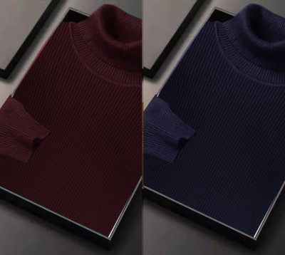 clothster Solid High Neck Casual Men Multicolor Sweater