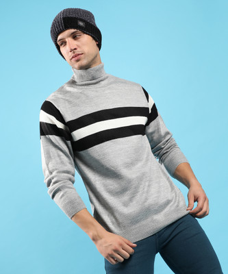 CAMPUS SUTRA Woven Round Neck Casual Men Grey Sweater