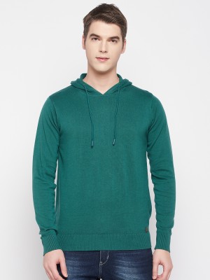 DUKE Solid Hooded Neck Casual Men Green Sweater
