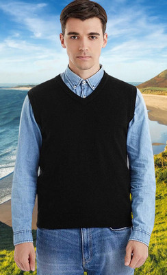 jorden4u Self Design V Neck Casual Men Black Sweater