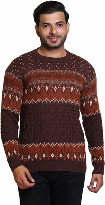 Grand Line Self Design Round Neck Casual Men Multicolor Sweater