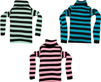 MTI FASHIONS Striped High Neck Casual Baby Boys Multicolor Sweater