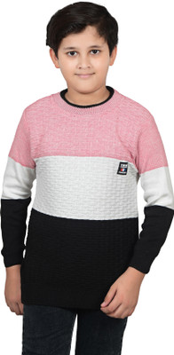 Blushh Collection Self Design Round Neck Casual Boys Multicolor Sweater