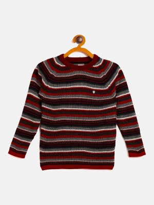 DUKE Striped Round Neck Casual Boys Red, Black Sweater