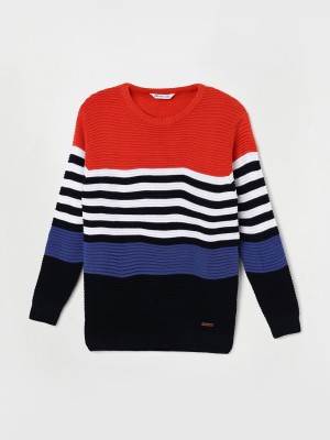 Fame Forever by Lifestyle Woven Round Neck Casual Boys Red Sweater