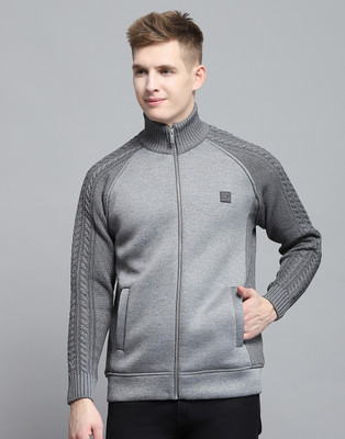 MONTE CARLO Self Design Turtle Neck Casual Men Grey Sweater