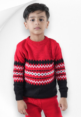 GTTWO Printed Round Neck Casual Baby Boys Red Sweater