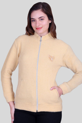 Pyro Spirit Solid Round Neck Casual Women Yellow Sweater
