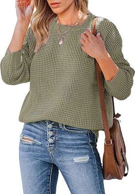 COLORCHAKRA Self Design Round Neck Casual Women Green Sweater
