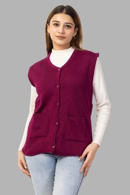 avtar Self Design V Neck Casual Women Maroon Sweater