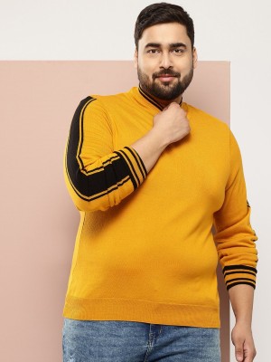 Sztori Colorblock V Neck Casual Men Yellow Sweater