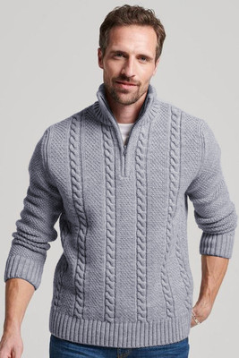 FREAKS Self Design Round Neck Casual Men Grey Sweater