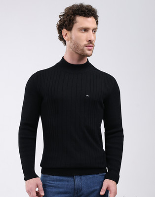 MONTE CARLO Solid High Neck Casual Men Black Sweater