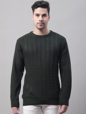CANTABIL Self Design Round Neck Casual Men Black Sweater