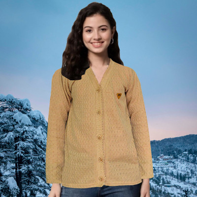 VHS FASHION Enterprises Solid V Neck Casual Women Brown Sweater