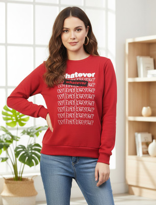 RIGO Printed Round Neck Casual Women Red Sweater