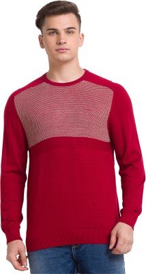 COLORPLUS Self Design V Neck Casual Men Red Sweater