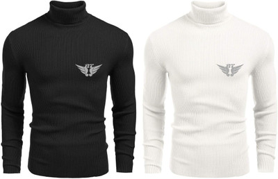 BELLO TOKO Solid Turtle Neck Lounge Wear Men Black, White Sweater