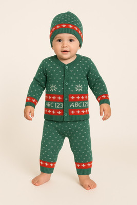 Paryag Self Design Round Neck Casual Baby Boys & Baby Girls Multicolor Sweater