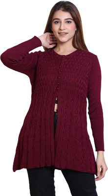 Winter knit Woven Round Neck Casual Women Purple Sweater