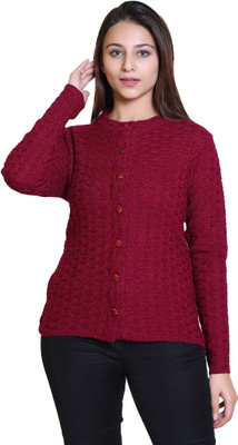 Varenyam Self Design Round Neck Lounge Wear Women Purple Sweater