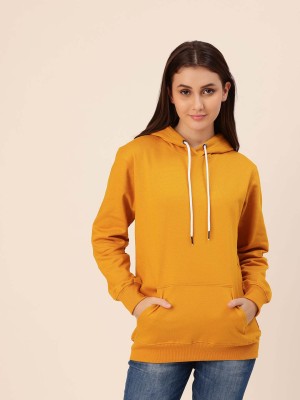 NV COLLECTION Solid Hooded Neck Casual Women Yellow Sweater