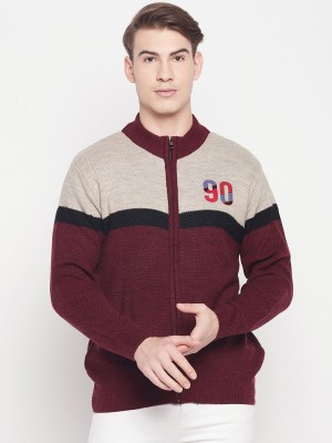 DUKE Colorblock Crew Neck Casual Men Maroon Sweater