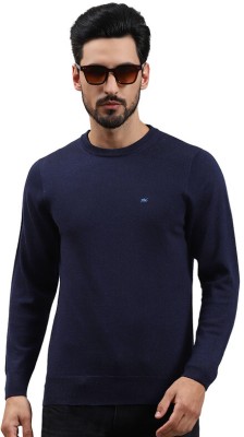 MONTE CARLO Solid Round Neck Casual Men Blue Sweater