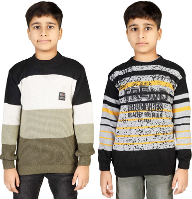 BADOS Colorblock, Striped Round Neck Casual Boys Multicolor Sweater