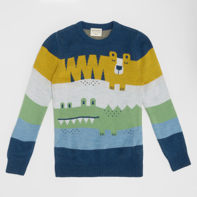 Pantaloons Junior Solid Round Neck Casual Boys Blue Sweater