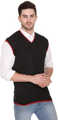 Hans Fashion ENT Solid V Neck Casual Men Black Sweater