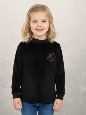 salvia Solid High Neck Casual Baby Girls Black Sweater