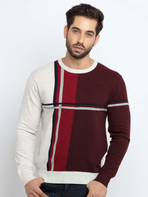 Status Quo Colorblock Round Neck Casual Men Multicolor Sweater