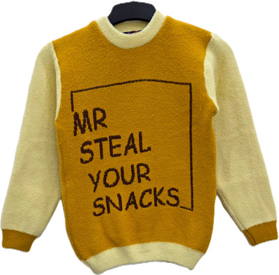 Juniorx Woven Round Neck Casual Boys & Girls Yellow Sweater