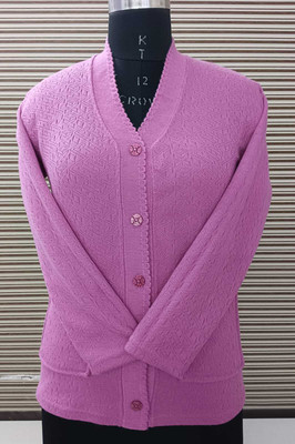 Keshavi Solid V Neck Casual Women Pink Sweater