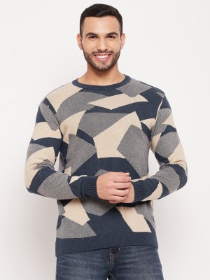 DUKE Geometric Print Round Neck Casual Men Multicolor Sweater