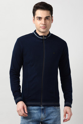 PETER ENGLAND Solid High Neck Casual Men Dark Blue Sweater