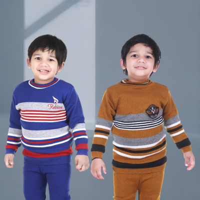 GTwo Striped Round Neck Casual Boys Multicolor Sweater