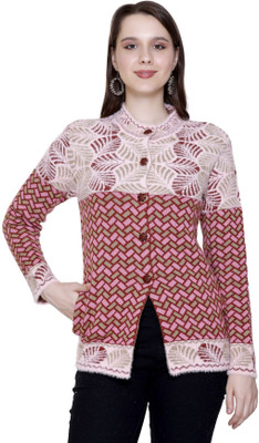 HITTIKA Self Design Round Neck Casual Women Orange Sweater
