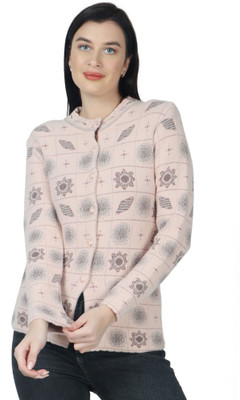 HITTIKA Self Design High Neck Casual Women Pink Sweater