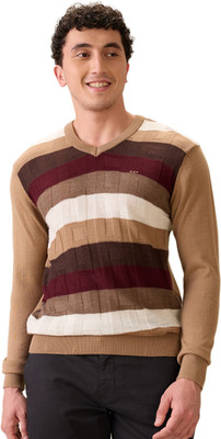 COLORPLUS Woven V Neck Casual Men Multicolor Sweater