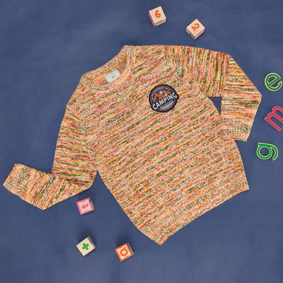 Pantaloons Junior Solid Round Neck Casual Boys Orange Sweater